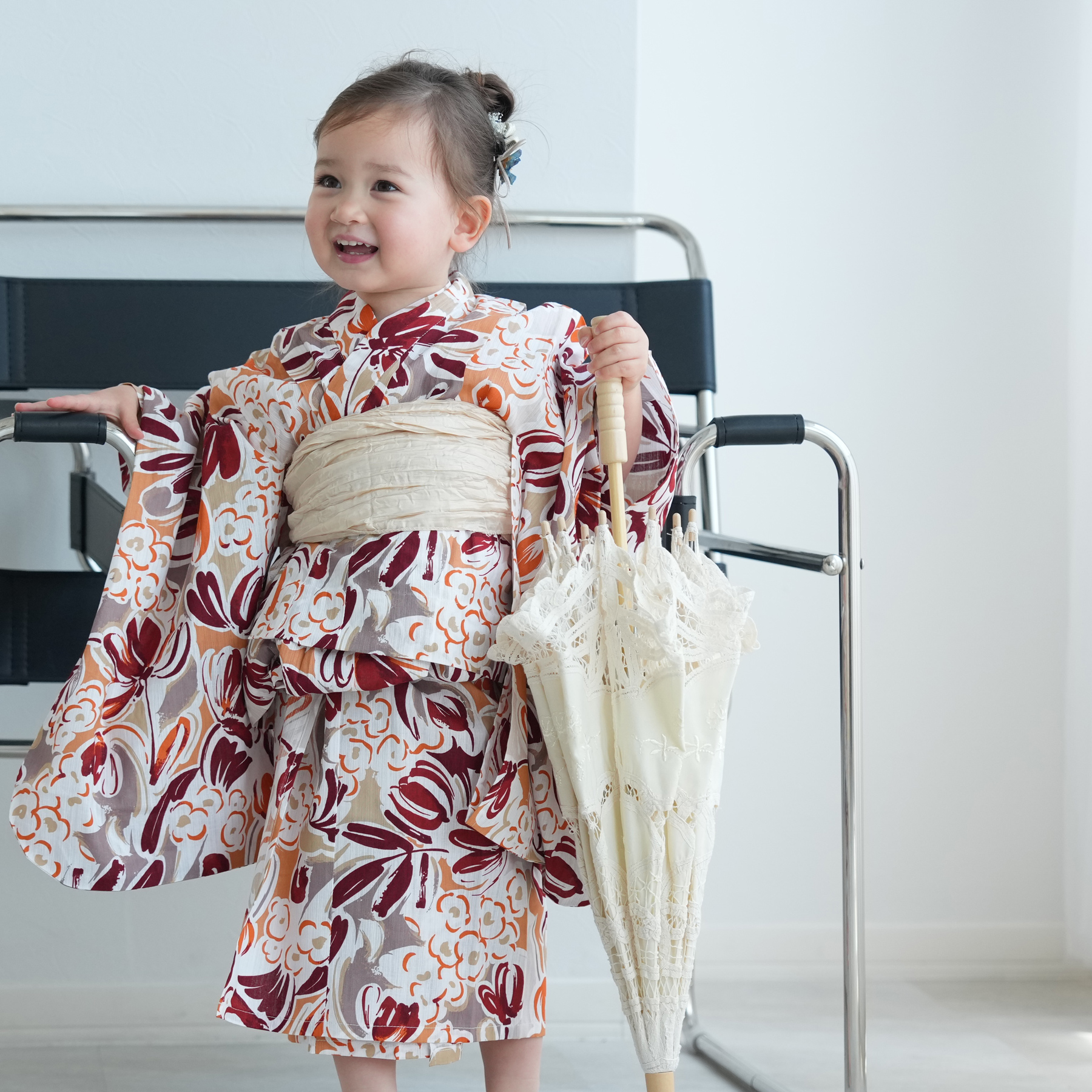 浴衣 子供 女の子 ニコアンティーク kids 高級変わり織 子供浴衣3点