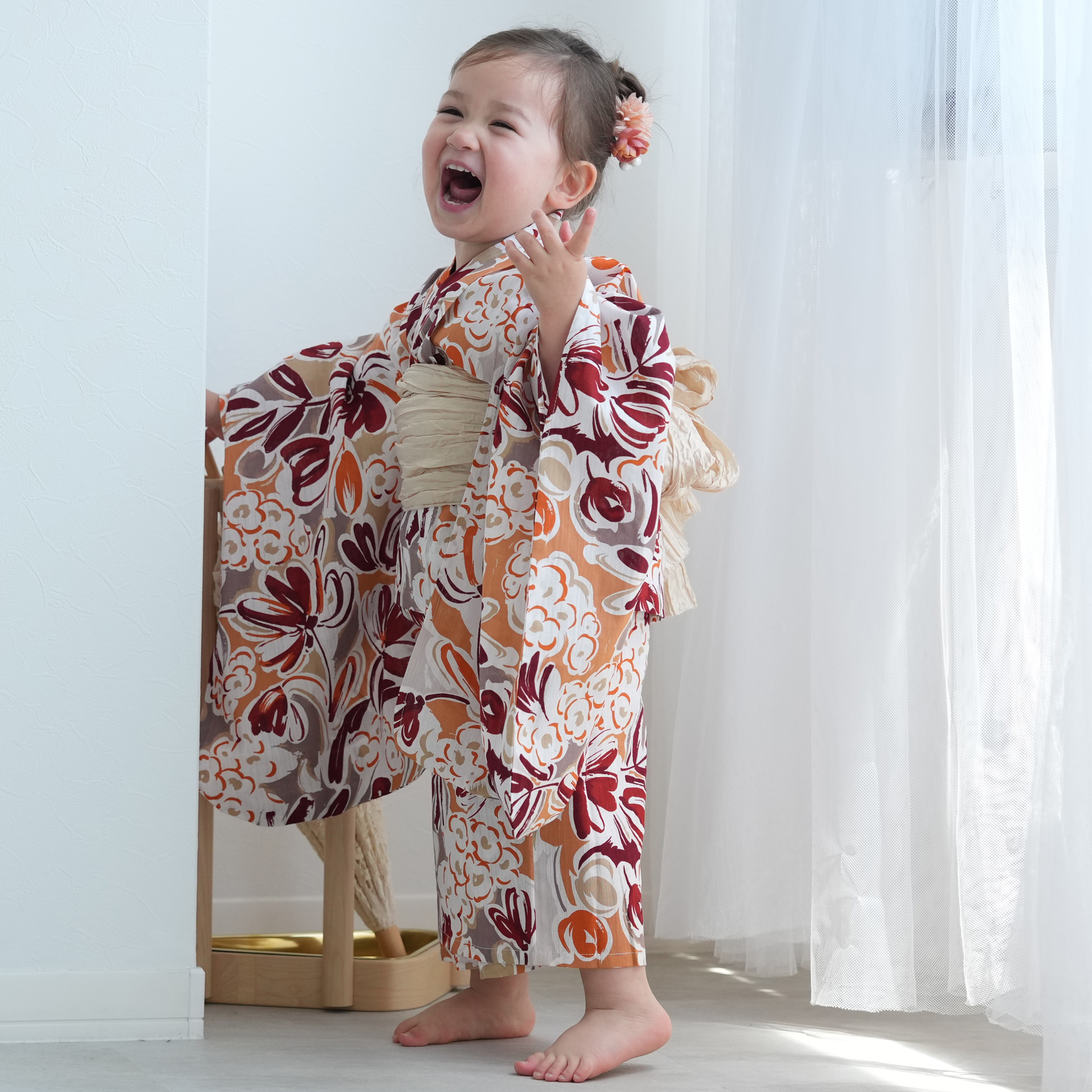 浴衣 子供 女の子 ニコアンティーク kids 高級変わり織 子供浴衣3点