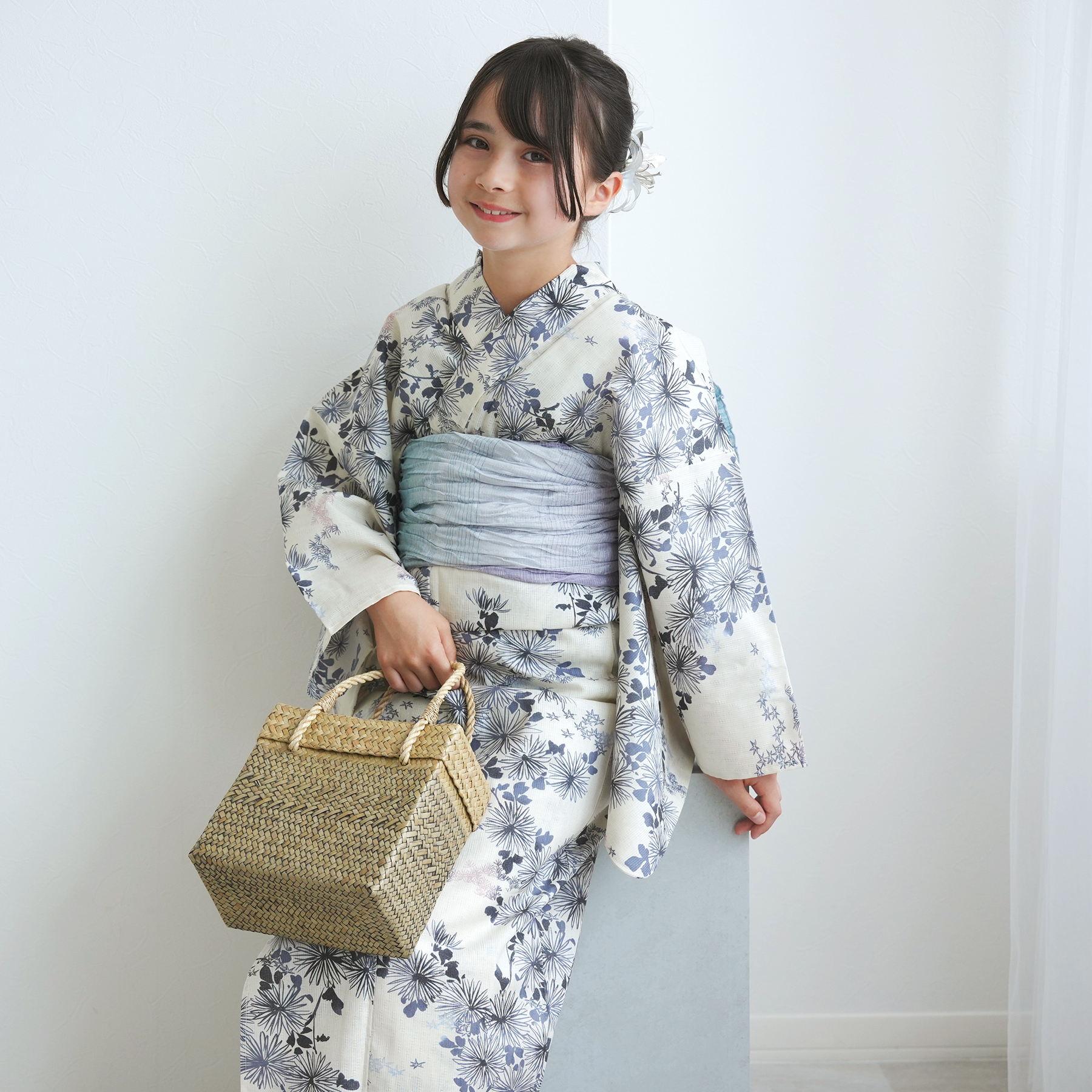utatane 浴衣 子供 女の子 kids 高級変わり織 子供浴衣3点セット