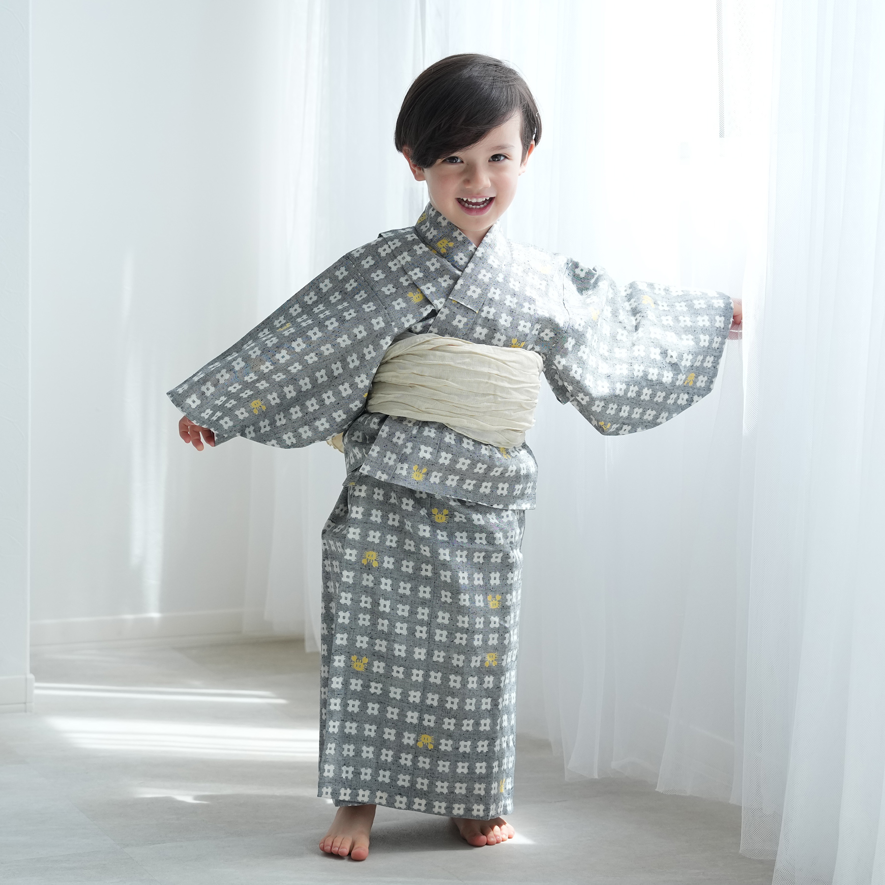 utatane 注染工房 日本製小幅生地使用 浴衣と帯のセット　日本製浴衣 utatane 浴衣 子供 男の子 utatane×注染工房 kids 日本製小幅