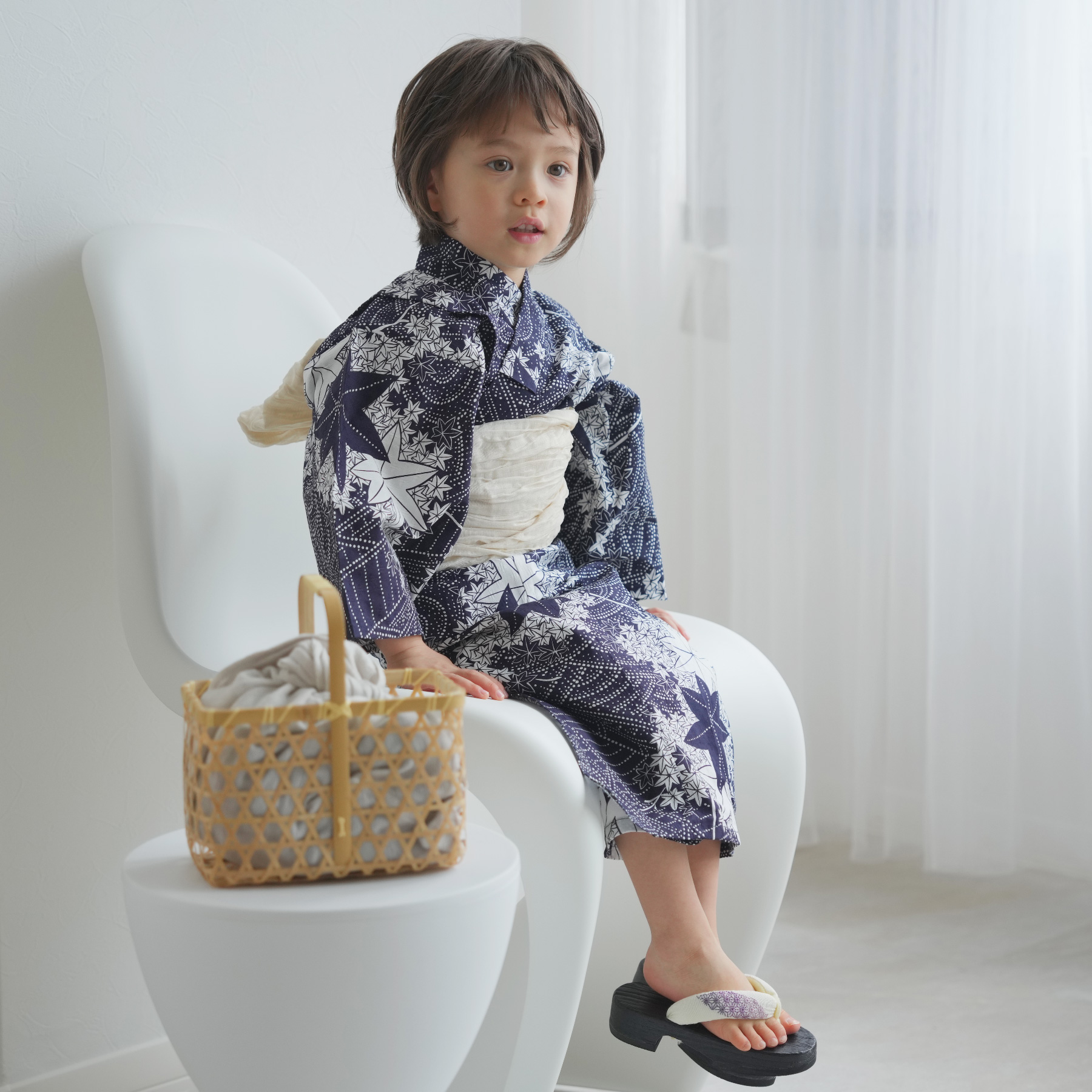 utatane 浴衣 子供 男の子 kids 高級変わり織 子供浴衣3点セット