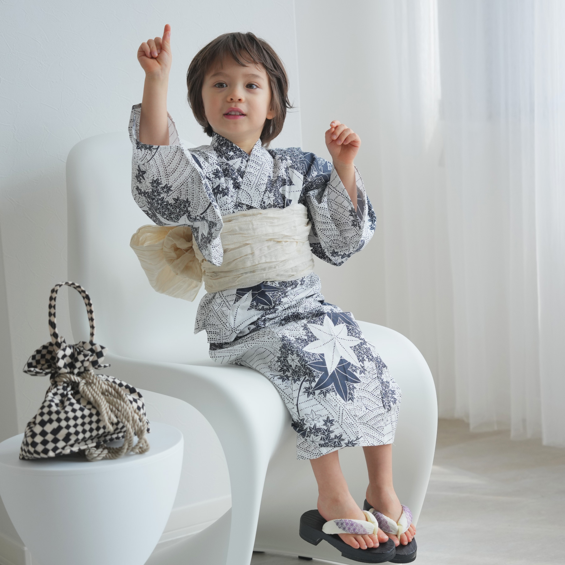 utatane 浴衣 子供 男の子 kids 高級変わり織 子供浴衣3点セット