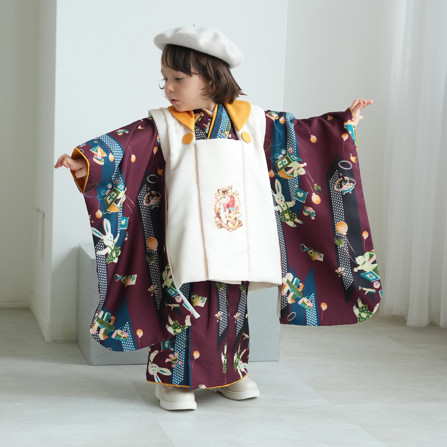 七五三 着物 3歳 男の子 女の子 被布 セット ニコアンティーク 6点