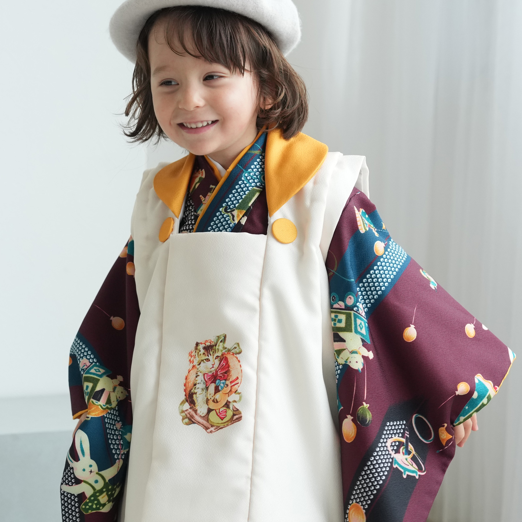 七五三 着物 3歳 男の子 女の子 被布 セット ニコアンティーク 6点
