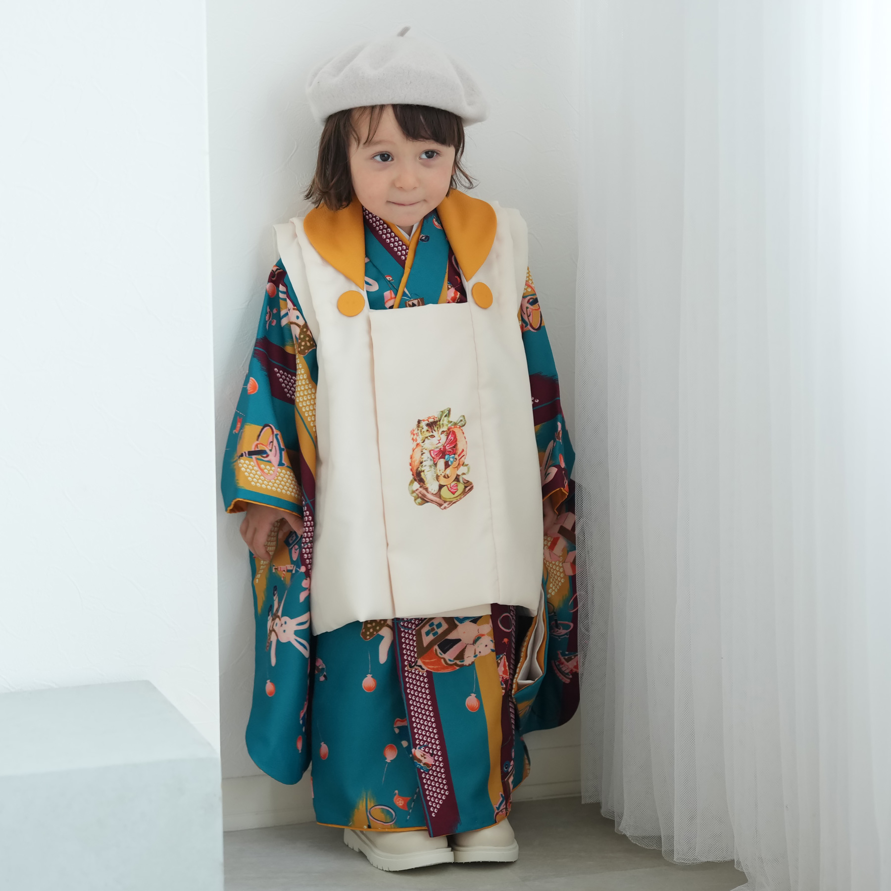 七五三 着物 3歳 男の子 女の子 被布 セット ニコアンティーク 6点