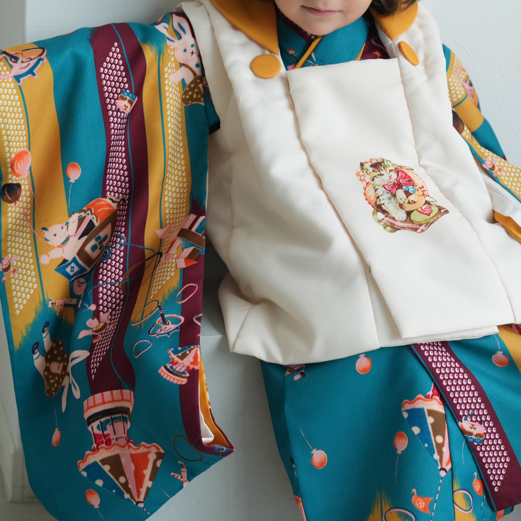 七五三 着物 3歳 男の子 女の子 被布 セット ニコアンティーク 6点