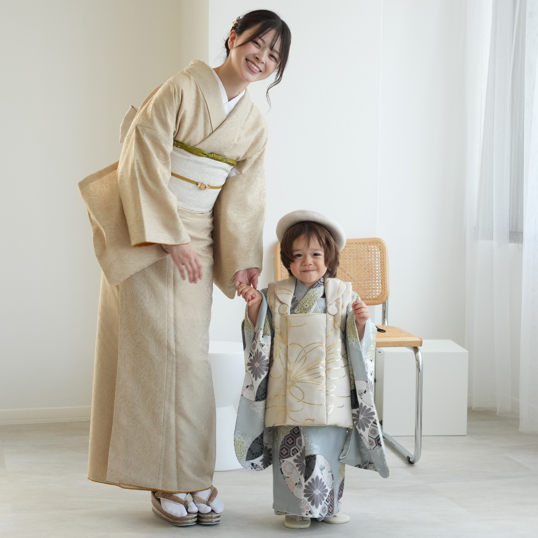 七五三 着物 3歳 男の子 被布 ひよこ商店 kids ベレー帽つき被布フル