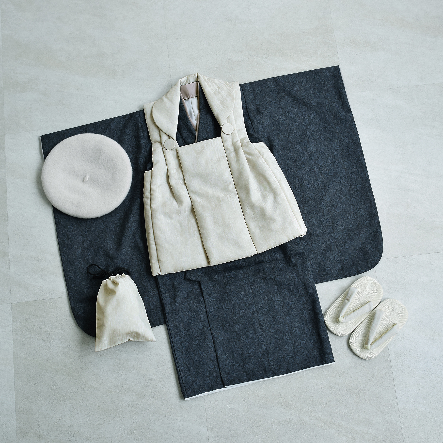 七五三 着物 3歳 男の子 被布 ひよこ商店 kids ベレー帽 被布フル