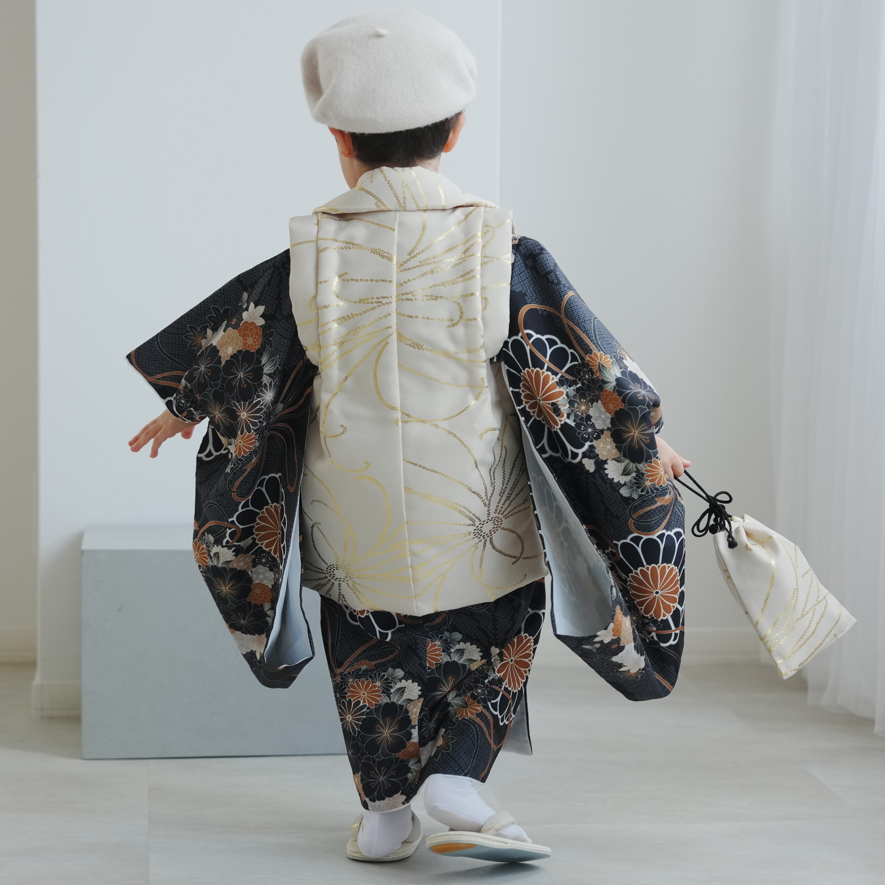 七五三 着物 3歳 男の子 被布 ひよこ商店 kids ベレー帽 被布