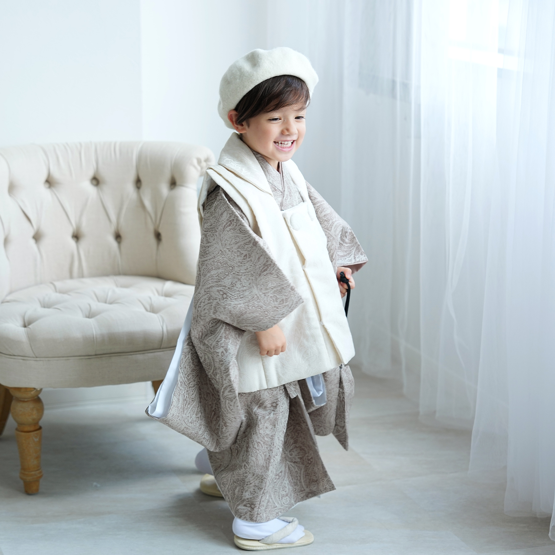 七五三 着物 3歳 男の子 utatane 被布セット ジャガード