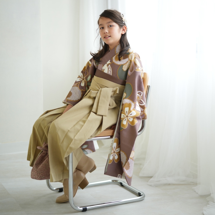 袴 小学生 女の子 ハーフ成人式 1/2成人式 袴75cm 10歳 袴＋着物＋