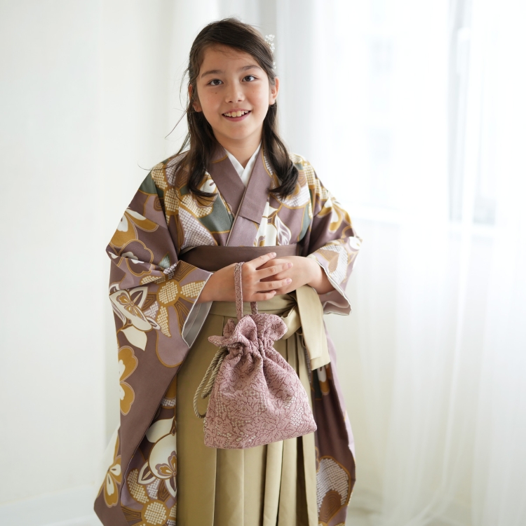 袴 小学生 女の子 ハーフ成人式 1/2成人式 袴75cm 10歳 袴＋着物＋