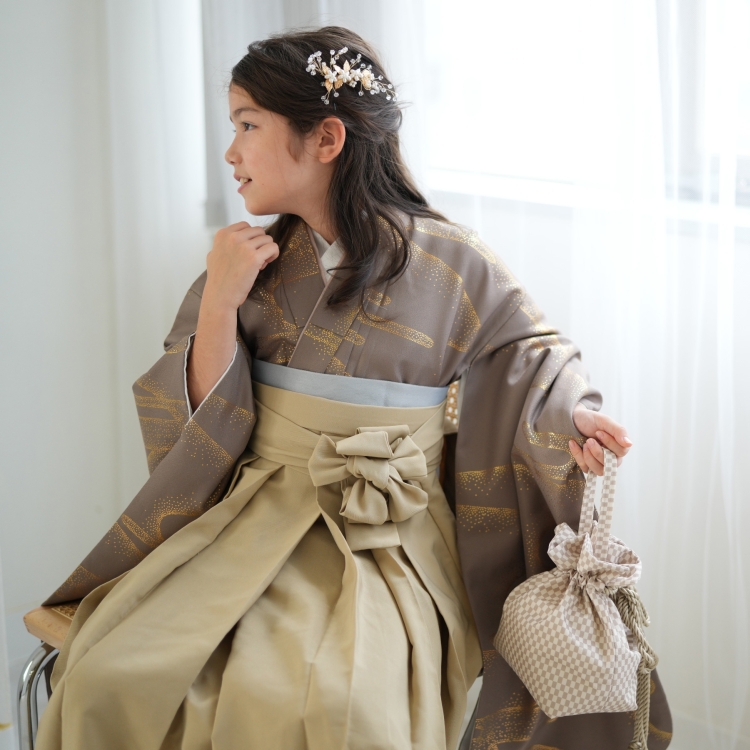 袴 小学生 女の子 ハーフ成人式 1/2成人式 袴75cm 10歳 袴＋着物