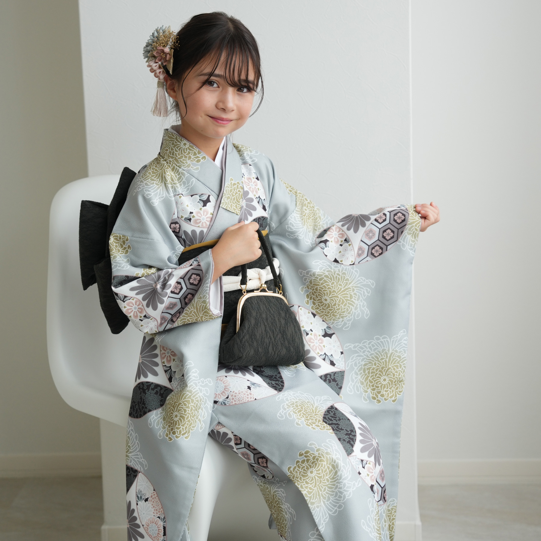 振袖 女の子 小学生 10歳 ひよこ商店 振袖セット ミント七宝  ハーフ成人式 ジュニア 子供 十歳 十才 着物 1/2成人式 135cm-145cm前後 販売 購入_5