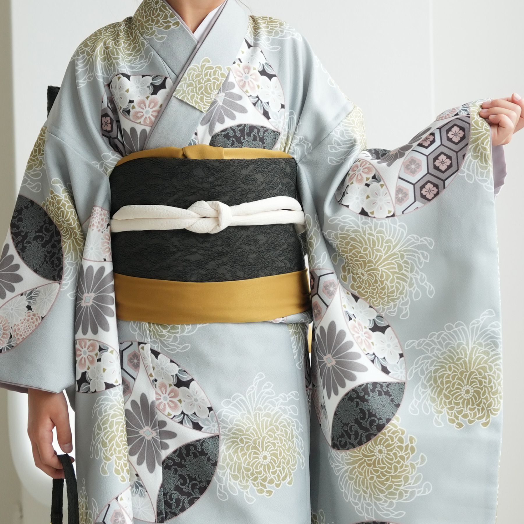 振袖 女の子 小学生 10歳 ひよこ商店 振袖セット ミント七宝 ハーフ