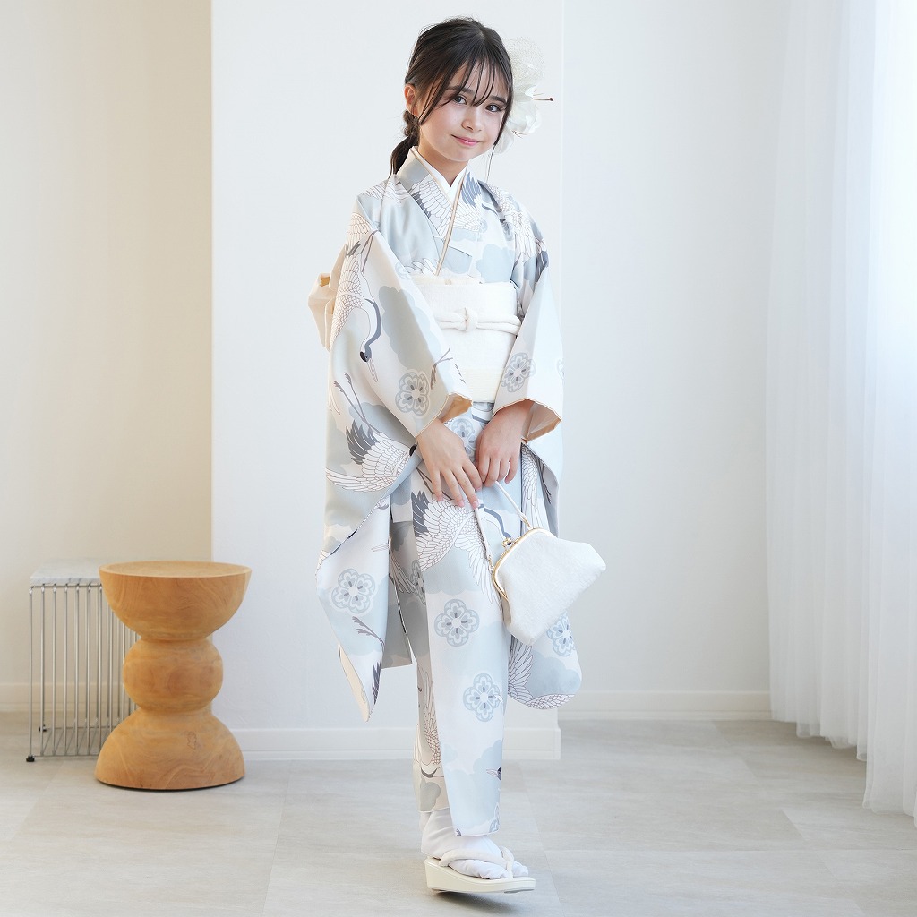 振袖 女の子 小学生 10歳 ひよこ商店 振袖セット ミント吉祥鶴 ハーフ