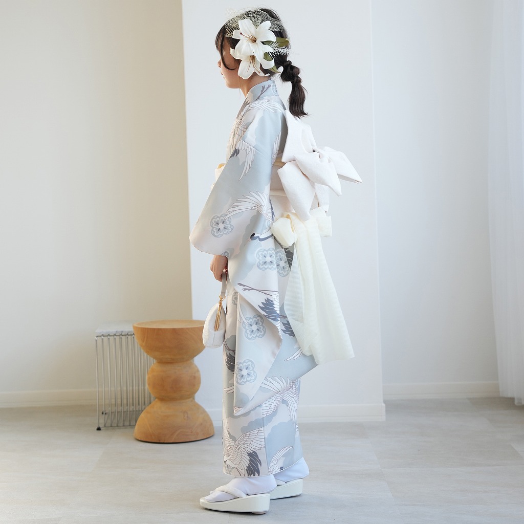 振袖 女の子 小学生 10歳 ひよこ商店 振袖セット ミント吉祥鶴 ハーフ