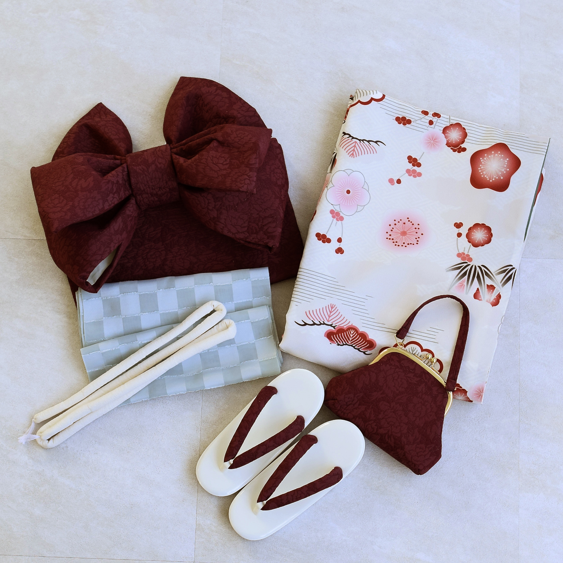 振袖 女の子 小学生 10歳 ひよこ商店 振袖セット 元禄梅模様 白 ハーフ