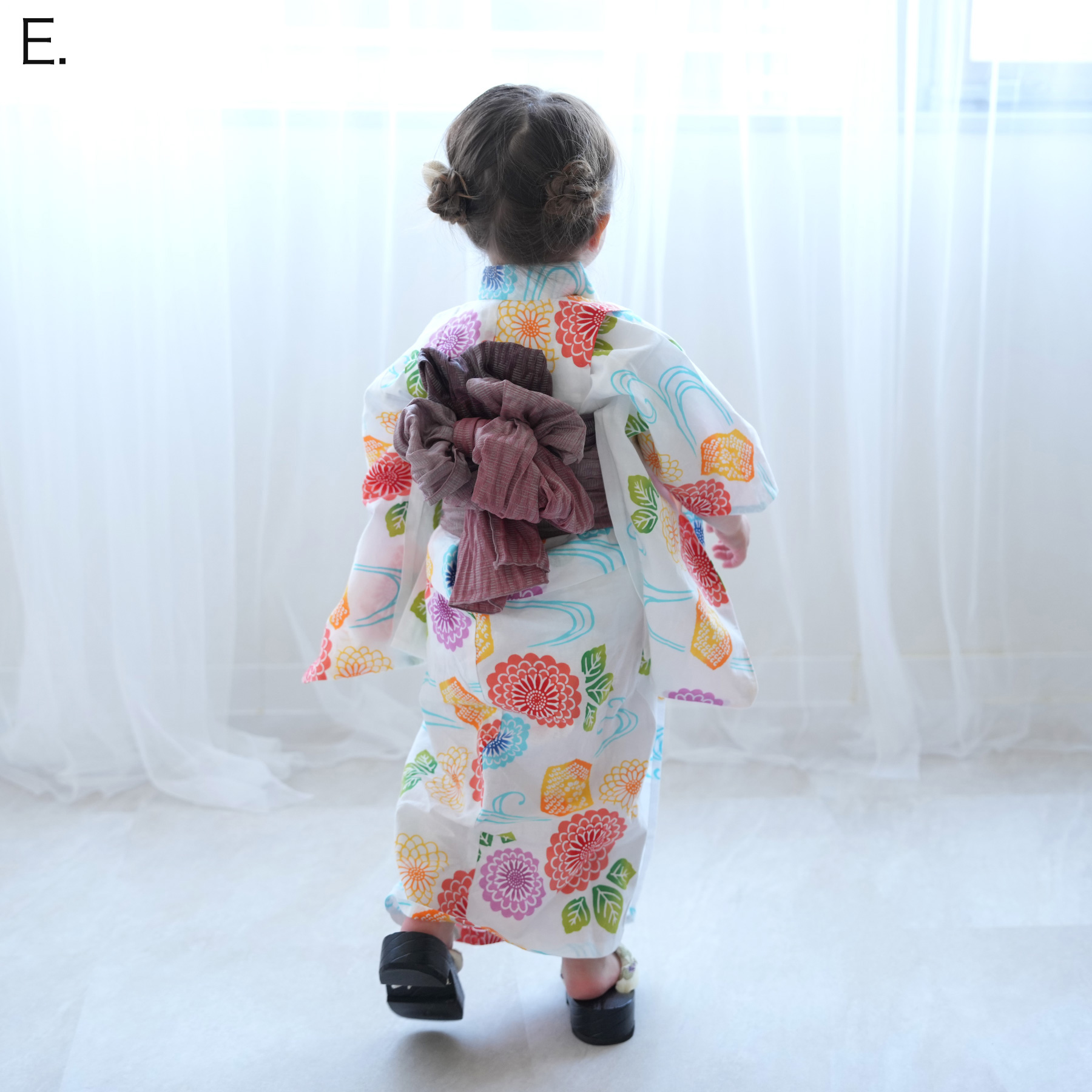 utatane 浴衣 子供 女の子 3点セット（浴衣/帯/下駄）花 菊