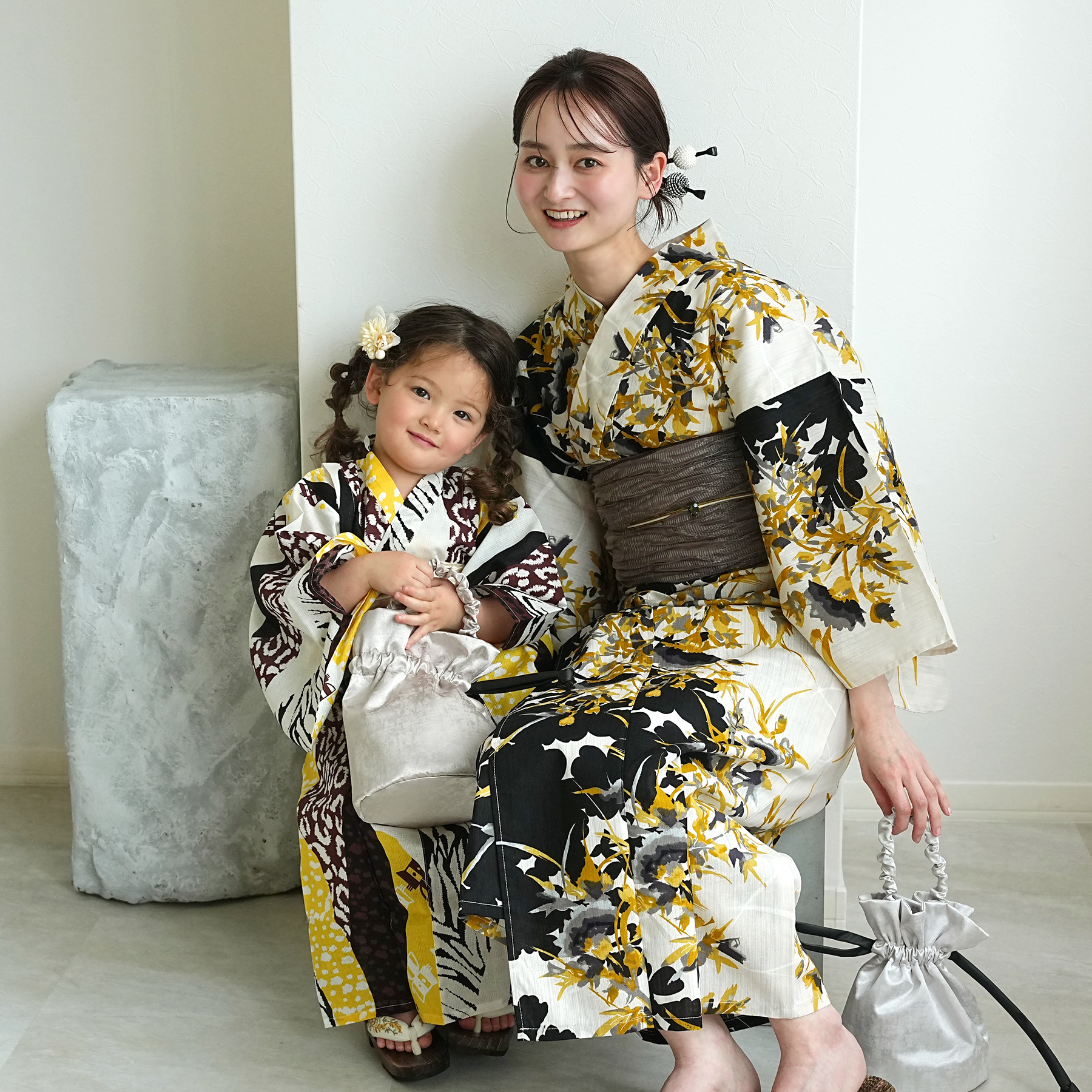 浴衣 子供 女の子 男の子 utatane 男女兼用 ワンピース浴衣 2点セット