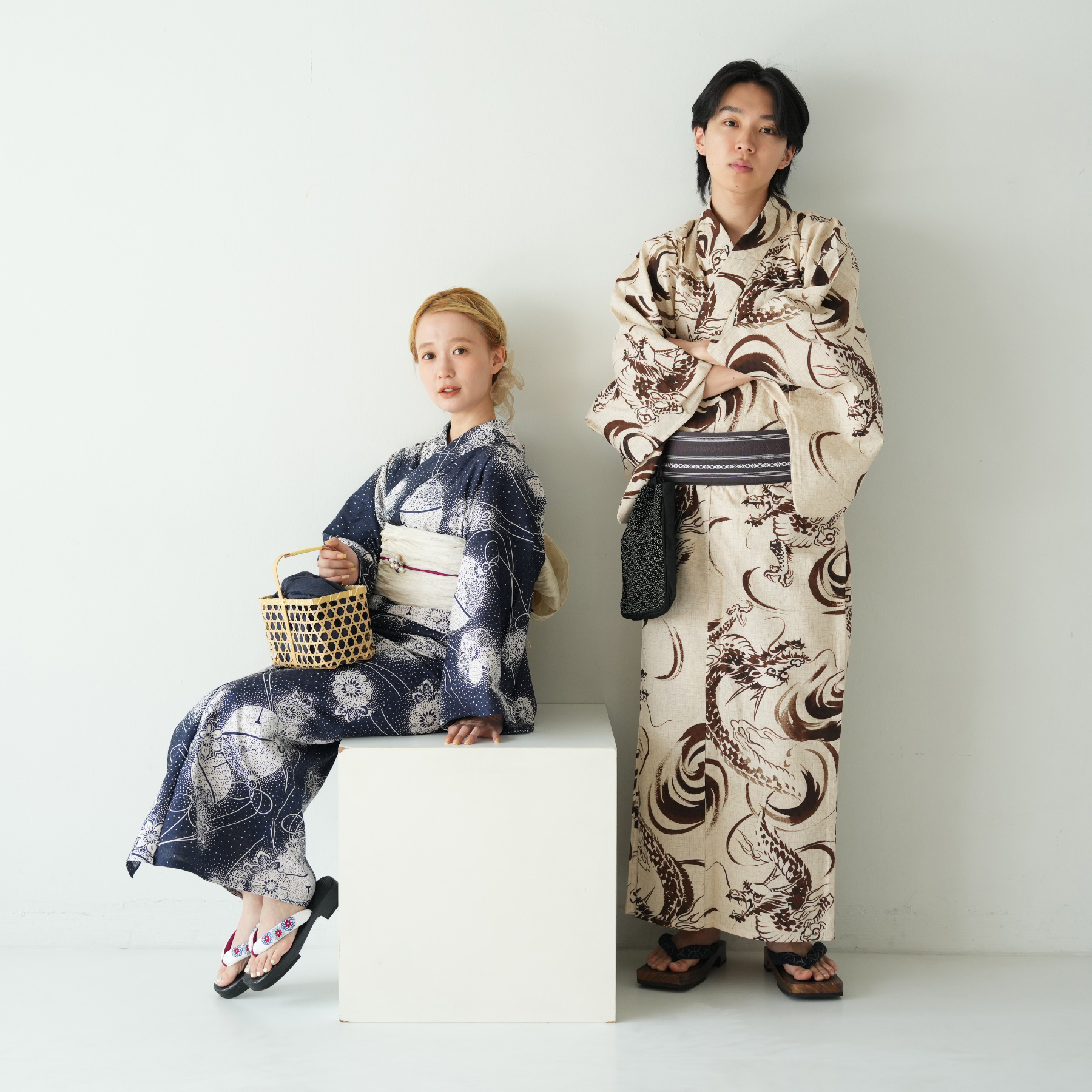 浴衣 メンズ セット ニコアンティーク 浴衣3点セット 砂色にぼかし