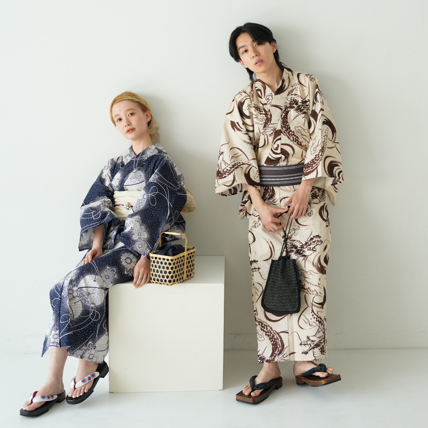 utatane｜ニコアンティーク 高級変わり織 浴衣3点セット 砂色に