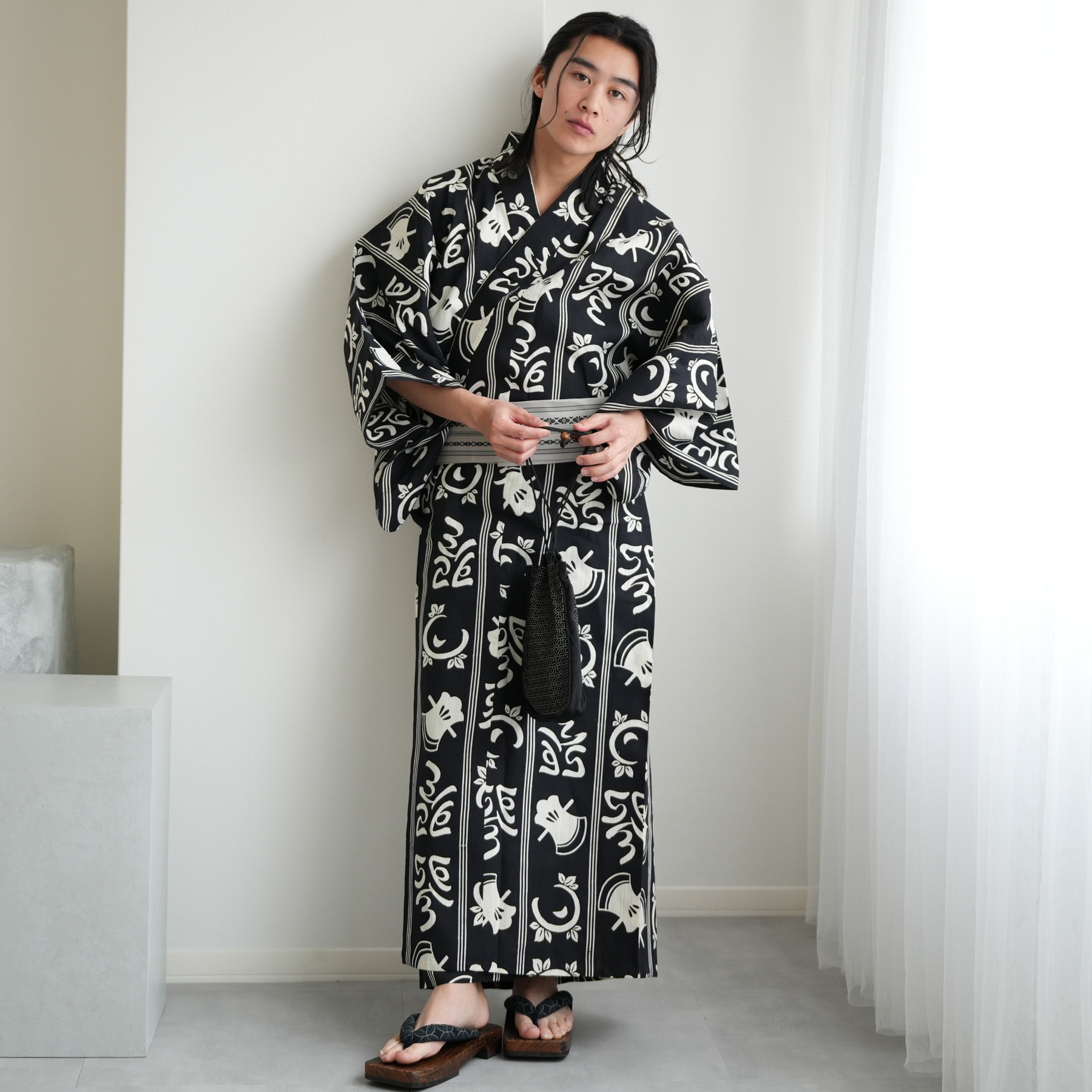 utatane 浴衣 メンズ セット utatane×注染工房 浴衣3点セット 斧琴菊