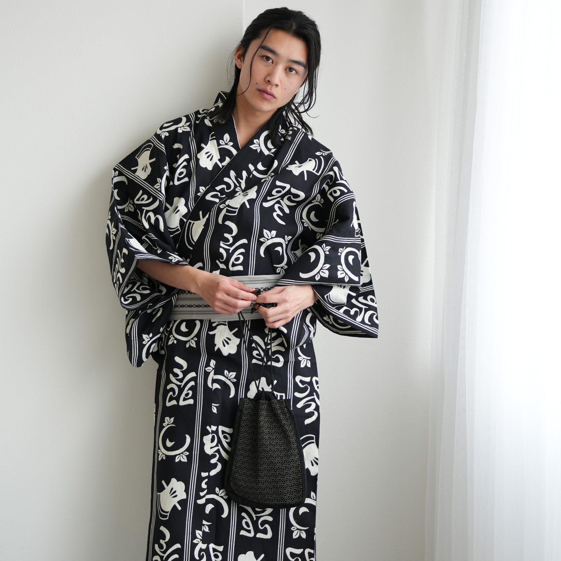 utatane 浴衣 メンズ セット utatane×注染工房 浴衣3点セット 斧琴菊