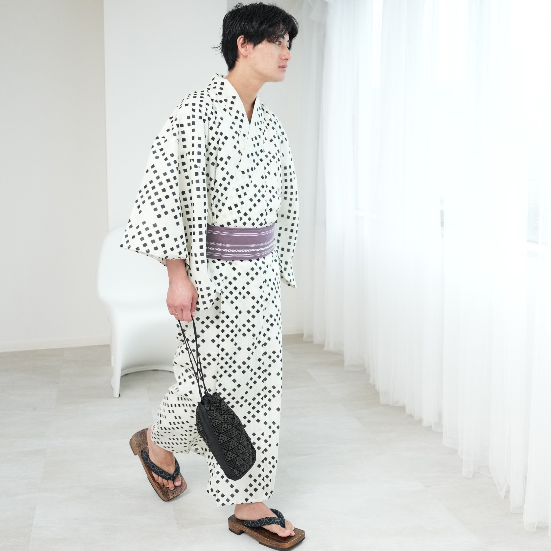 浴衣 メンズ セット 高級変わり織 浴衣3点セ...の詳細画像4