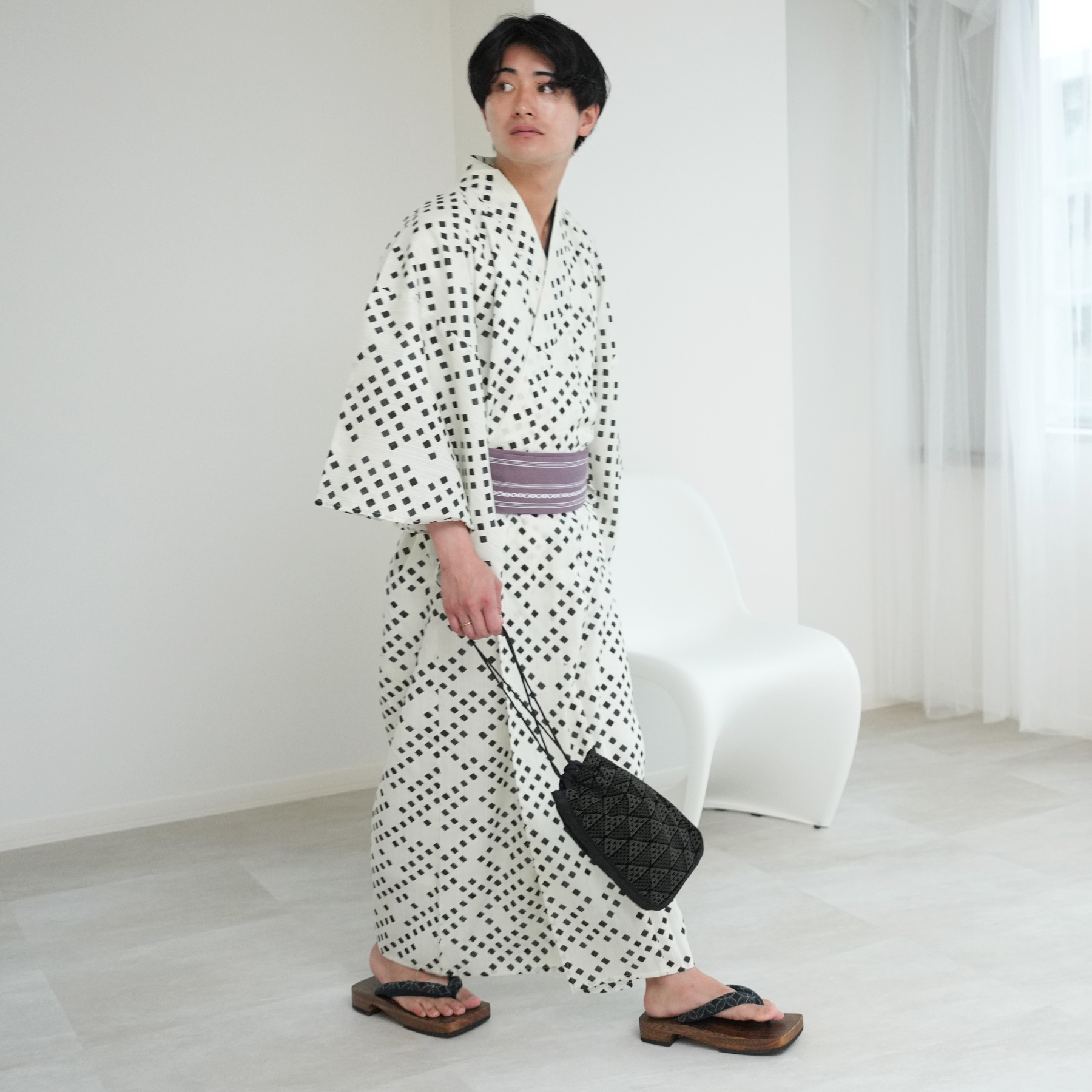 浴衣 メンズ セット 高級変わり織 浴衣3点セ...の詳細画像5