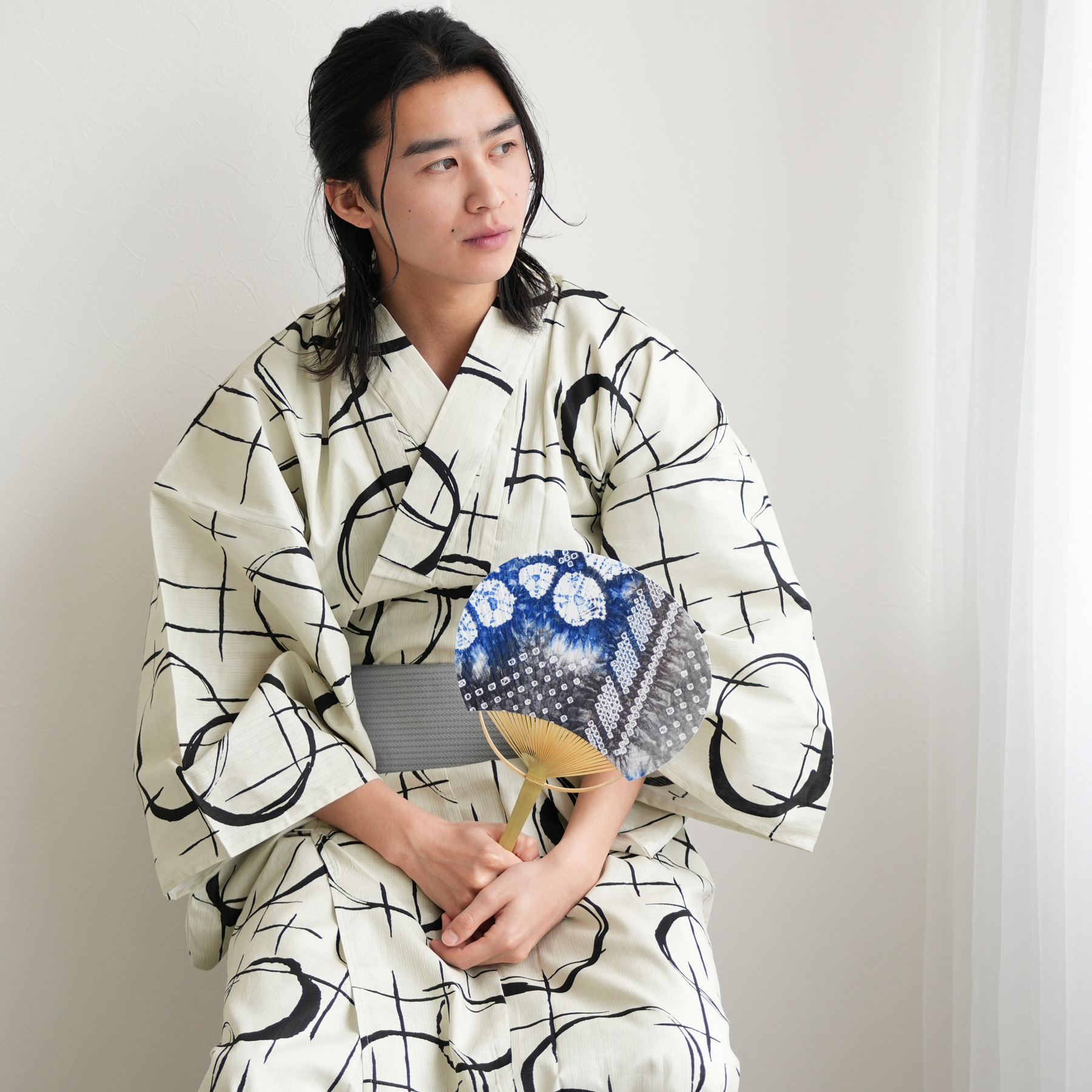 浴衣 メンズ セット 高級変わり織 浴衣3点セ...の詳細画像5