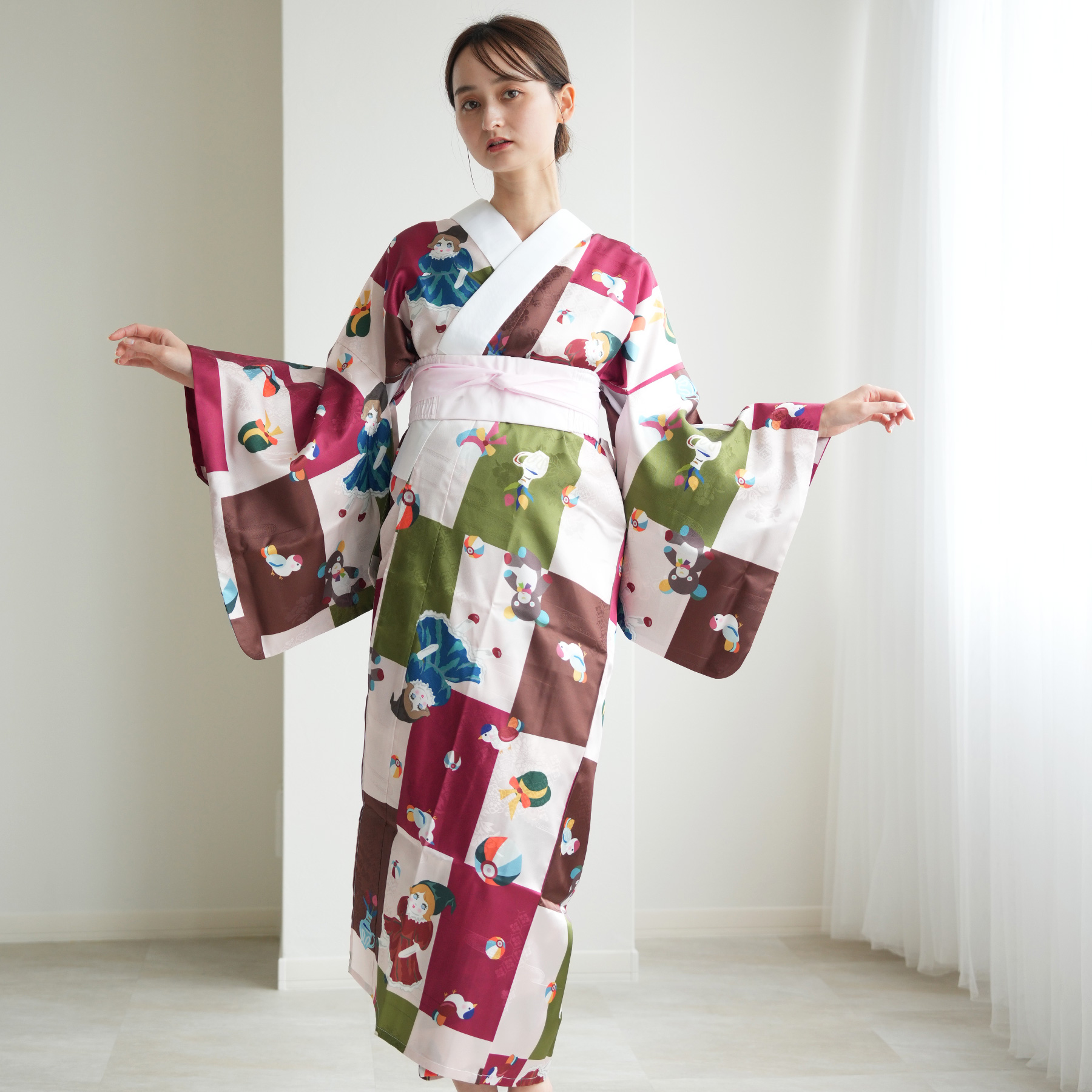 長襦袢 レディース フリーサイズ ニコアンティーク 洗える長襦袢