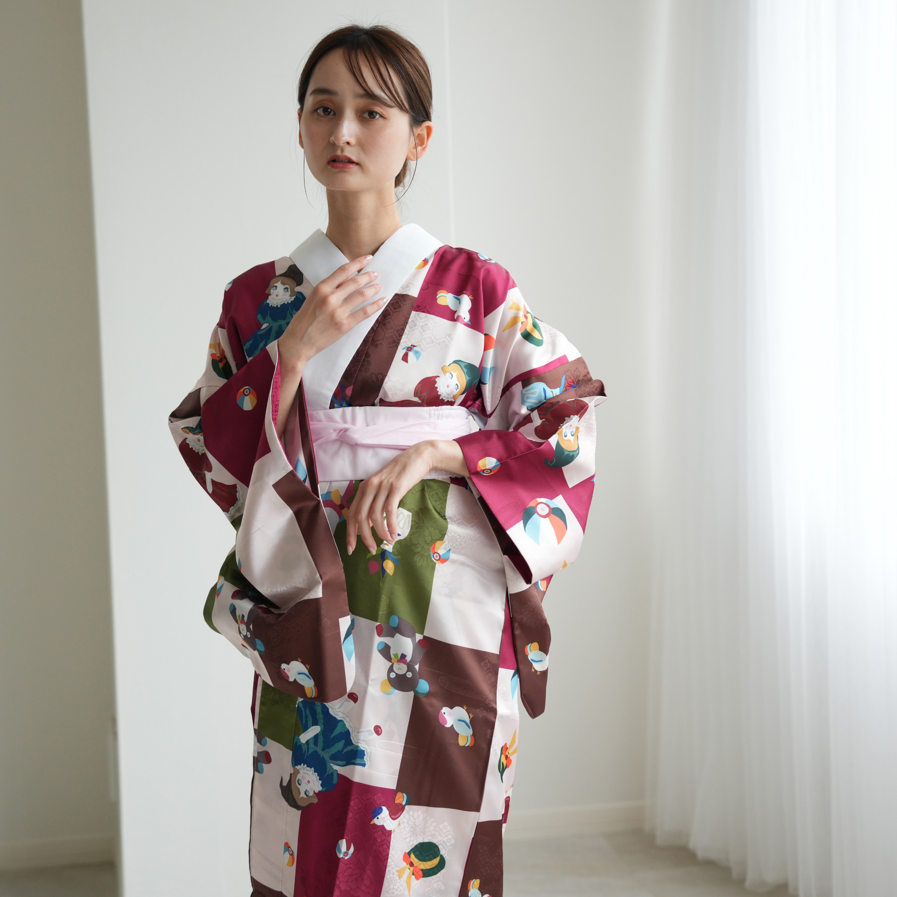 長襦袢 レディース フリーサイズ ニコアンティーク 洗える長襦袢