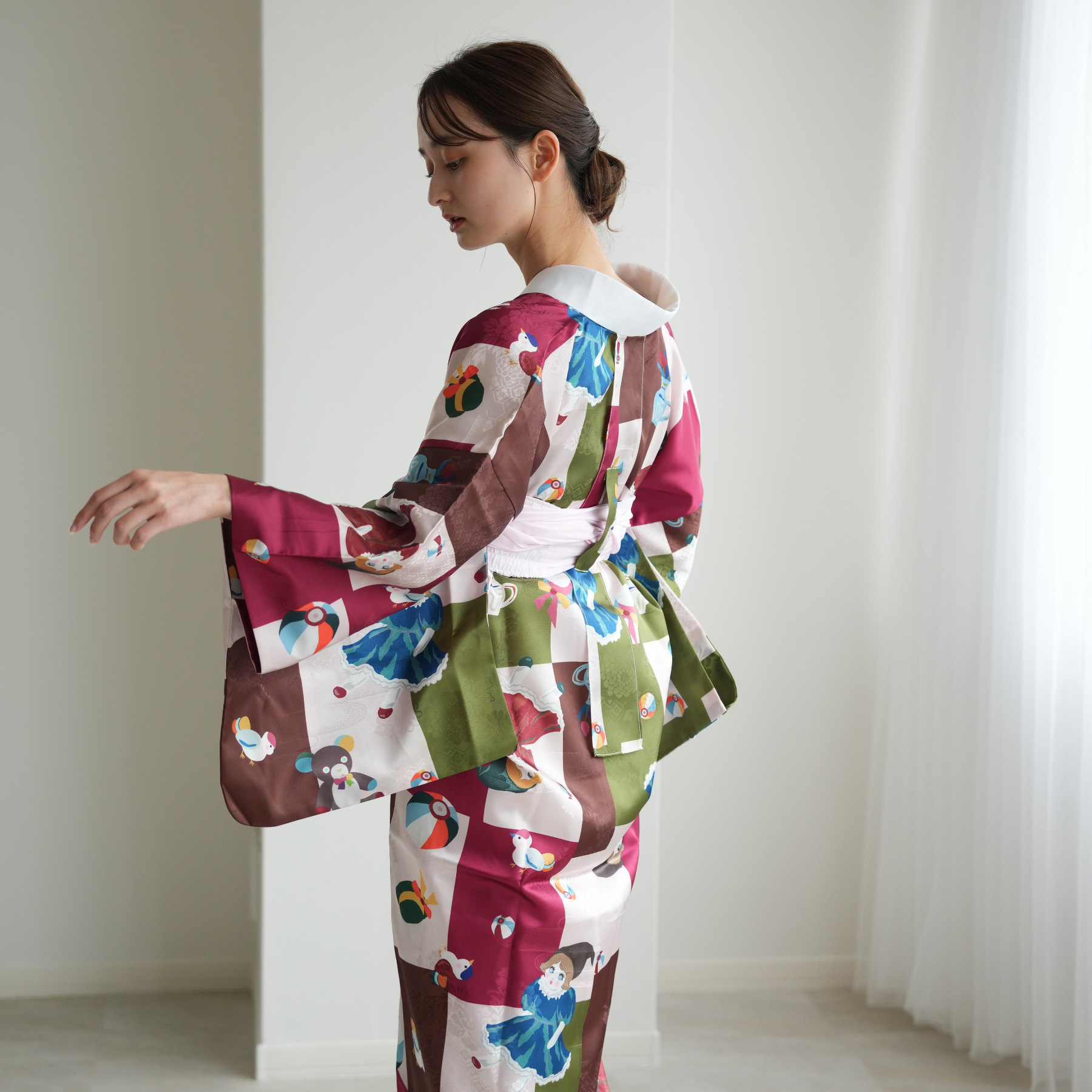 長襦袢 レディース フリーサイズ ニコアンティーク 洗える長襦袢