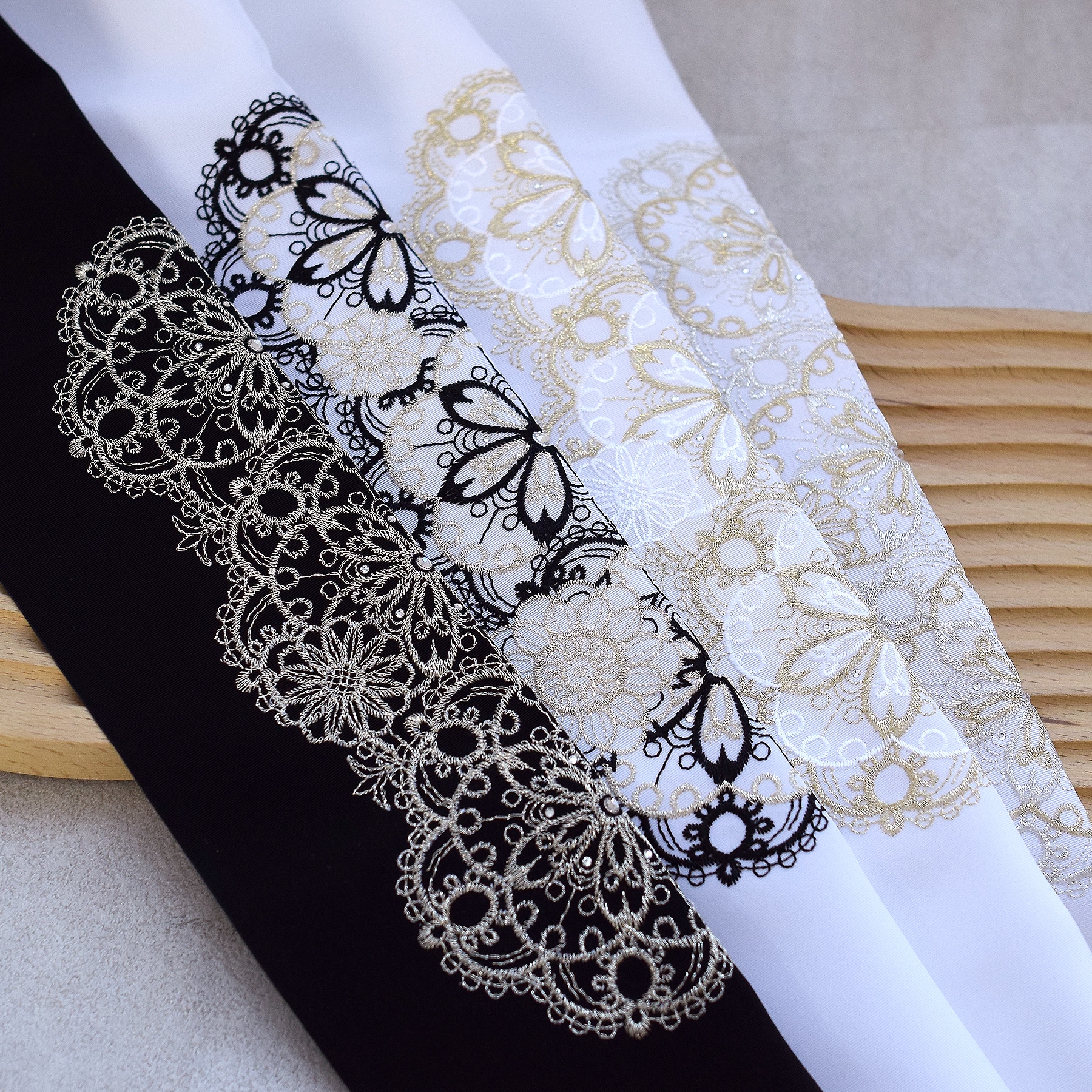 半襟 刺繍 振袖 半衿 成人式 大牡丹刺繍 シルドール大柄刺繍衿 黒 成人