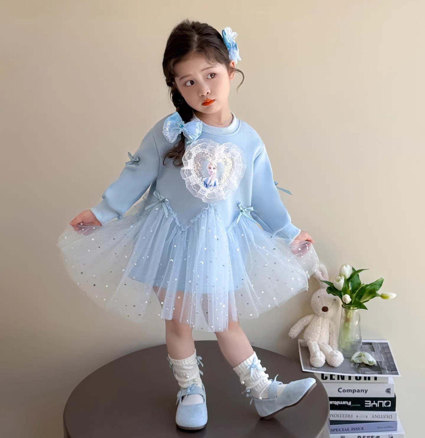 ドレス プリンセス エルサ アナ雪風 子供 女の子 ワンピース 春秋