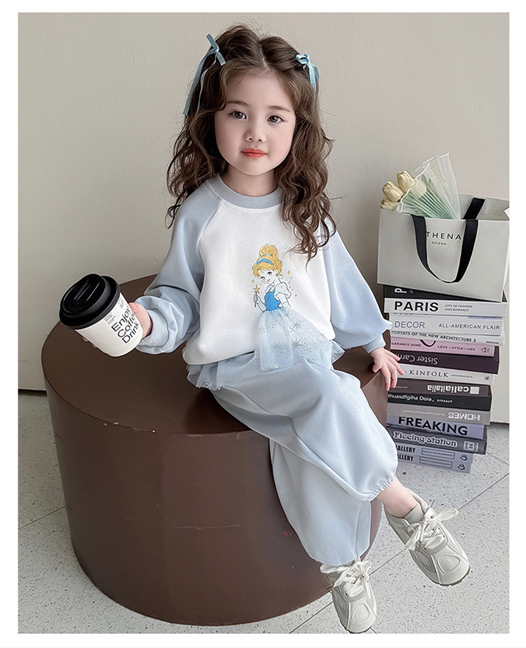 韓国風 子供服 スウェット パーカー アナ雪風 エルサ セットアップ キッズ ベビー 女の子 長袖 上下セット 春 秋 ポーツセット 衣装 ジャージ パーカーロング