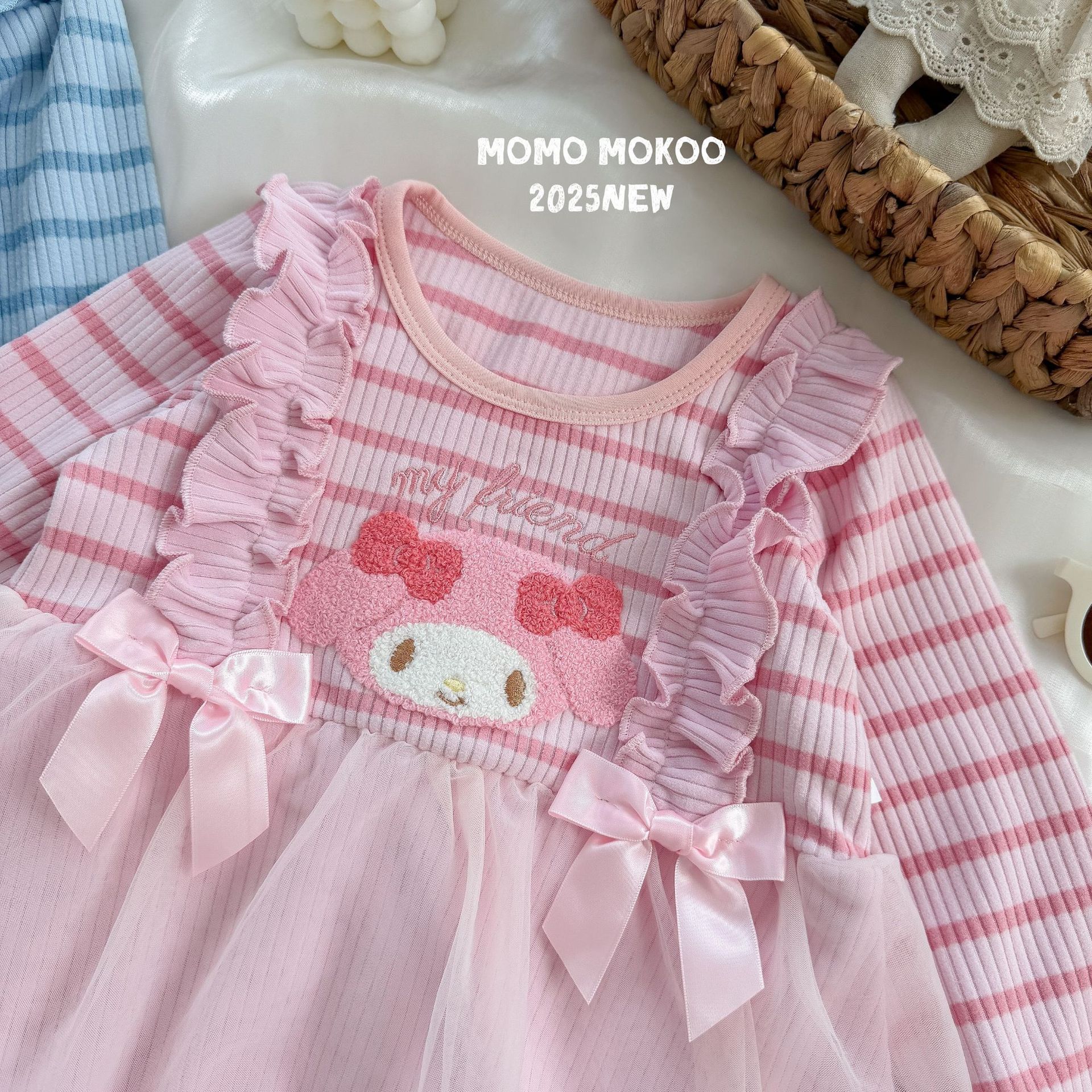 子供ワンピース 長袖 マイメロ 立体クロミ風 シナモン 秋 冬