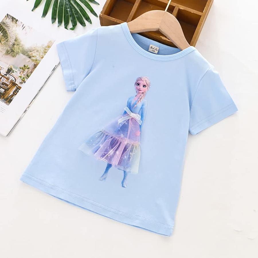 アナ雪 エルサ Tシャツ 女の子 半袖 コットン100％ キッズ 立体