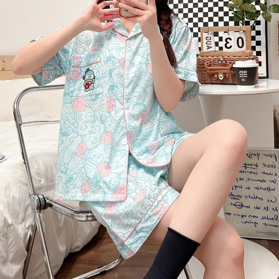 ハンギョドン パジャマ 上下セット 半袖 夏 春 前開き シャツ 短パン