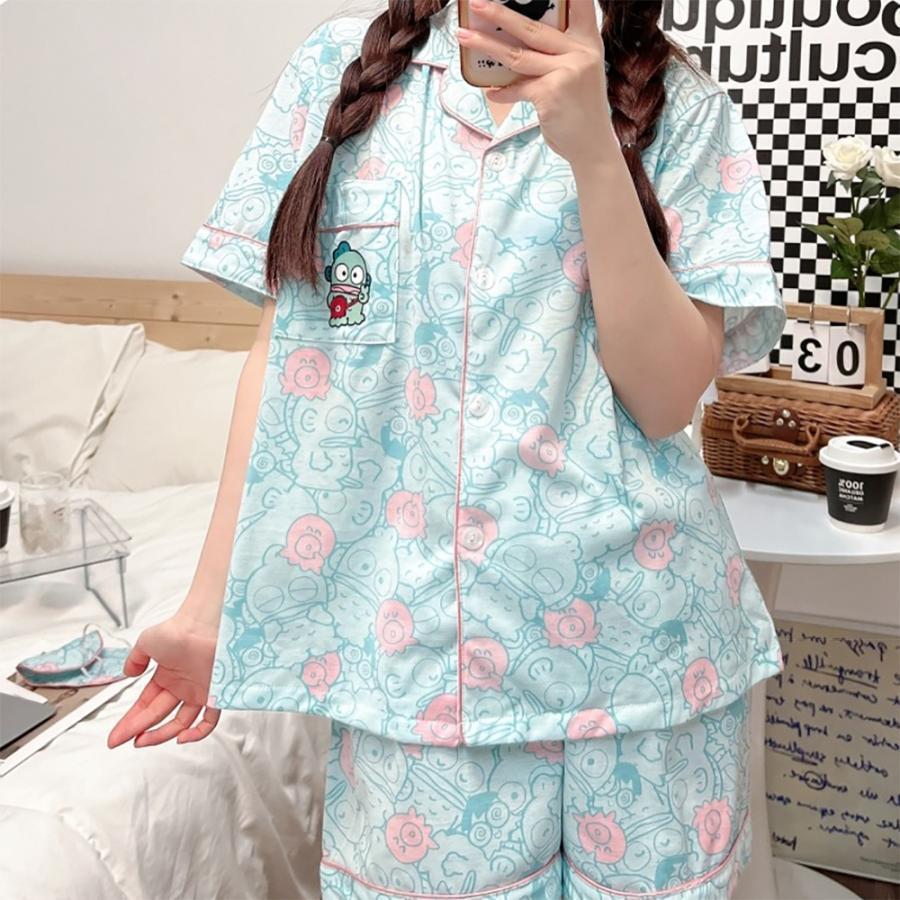 ハンギョドン パジャマ 上下セット 半袖 夏 春 前開き シャツ 短パン
