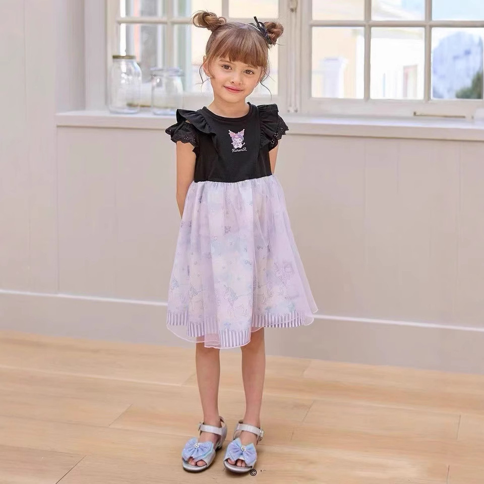 夏ワンピース クロミちゃん マイメロ シナモン 子供服 露肩ワンピース