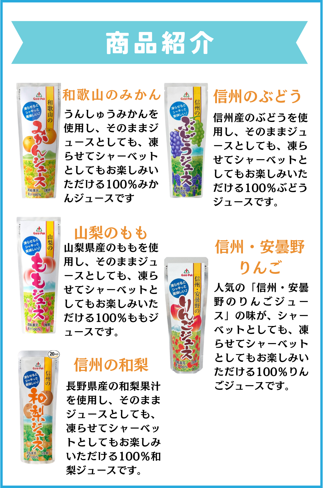 果物 ジュース フルーツ ジュース りんご すいか もも みかん 果実系パウチシリーズ 10種 各2本 (計20本)  ゴールドパック