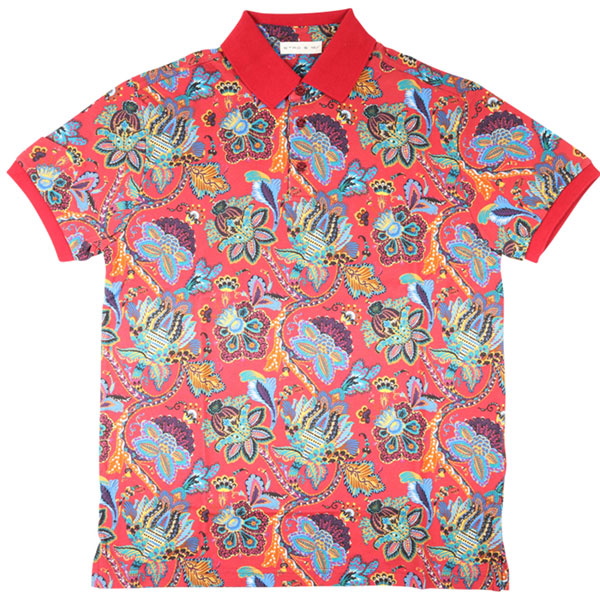 ETRO 半袖ポロシャツ 1Y800-4057 レッドxマルチカラー L 23072rd 【A23076】