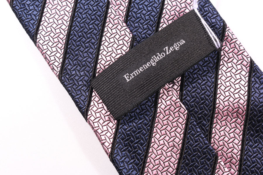 エルメネジルドゼニア ネクタイ 紺 ネイビー ブラウン 光沢 イタリア製 Ermenegildo Zegna （エルメネジルド ゼニア） ネクタイ Z7G411A8