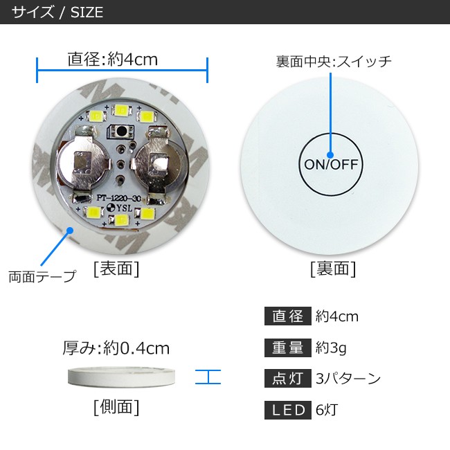 光る ボトルステッカー 4cm ホワイト 仕様