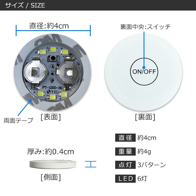 光る ボトルステッカー 4cm 防水 ホワイト 仕様