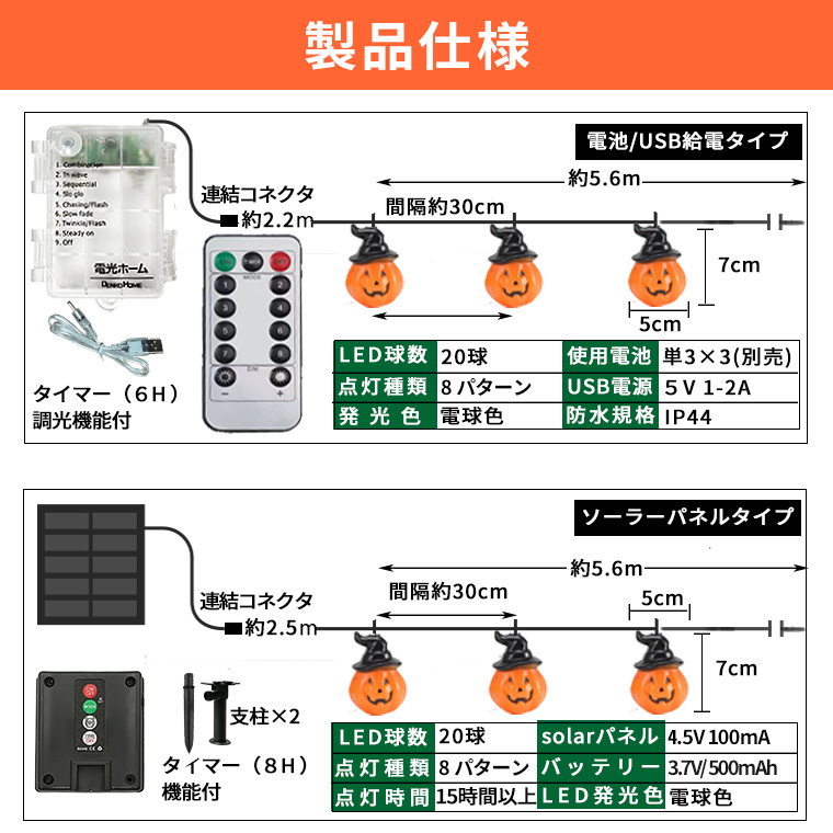DENKO HOME（電光ホーム） ハロウィン 飾り 電飾 かぼちゃ ライト 電池