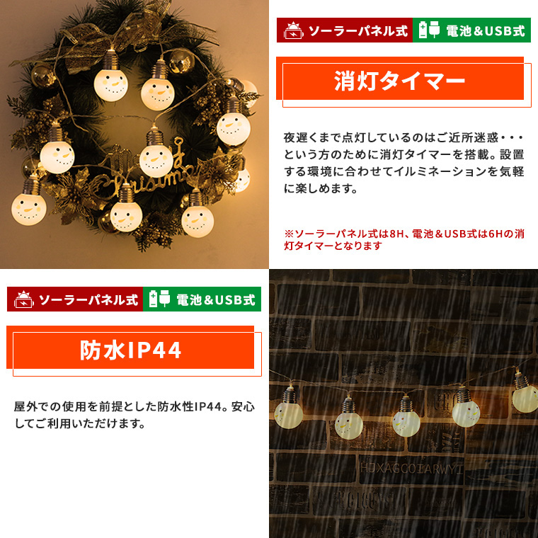 DENKO HOME（電光ホーム） クリスマス飾り 電飾 電球型 スノーマン