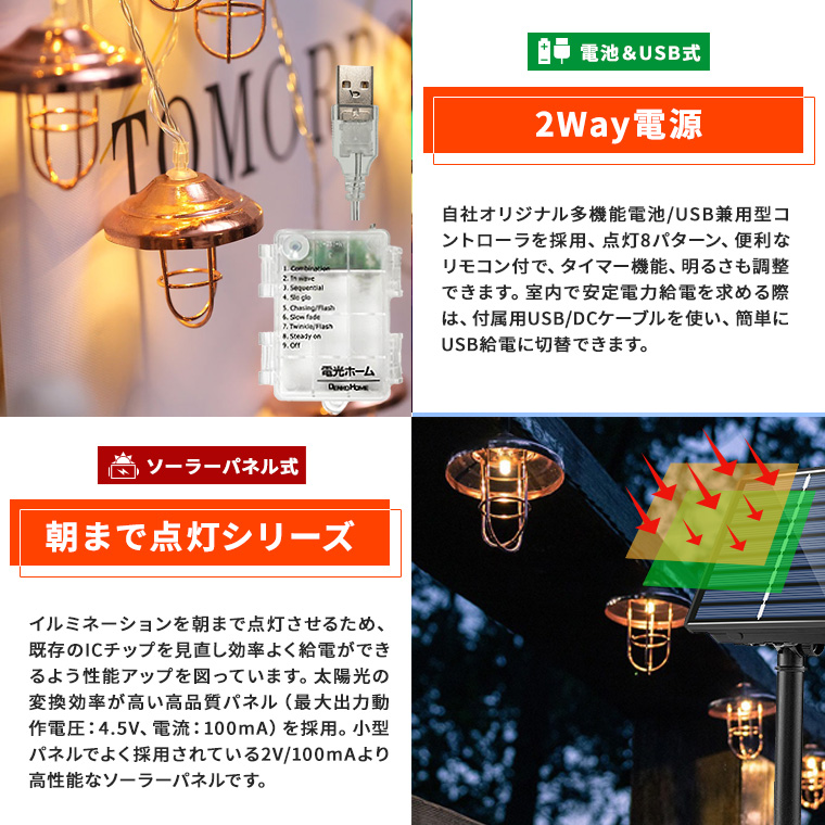 DENKO HOME LED 電飾 ガーデンライト 北欧風 ランタン 型 LED